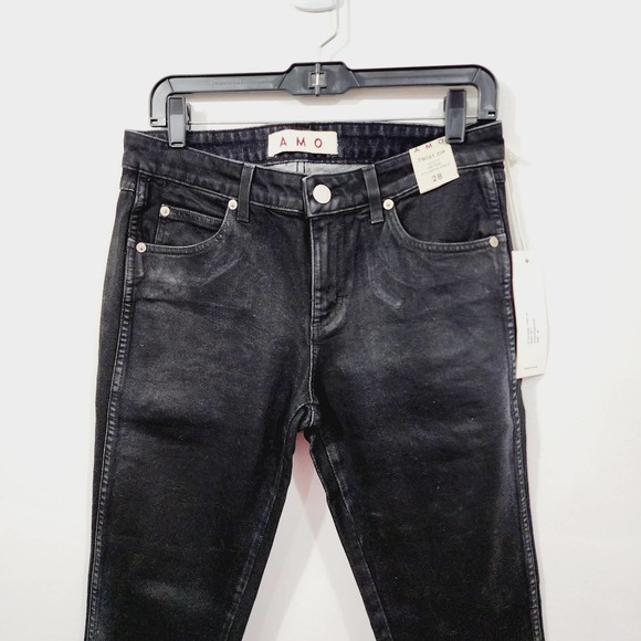 AMO Twist Zip Slim Fit Mid-Rise Ankle Jeans NEW Size 28 in Jett Wash - Picture 4 of 14
